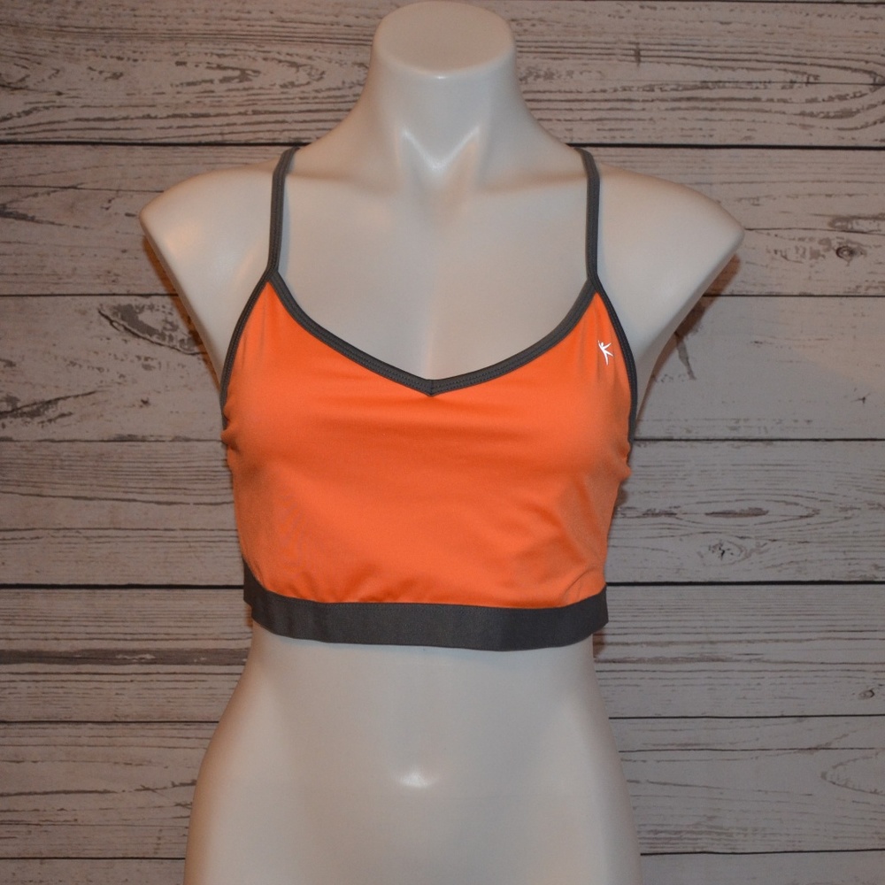 Danskin Now Orange Gray Workout Sports Bra L